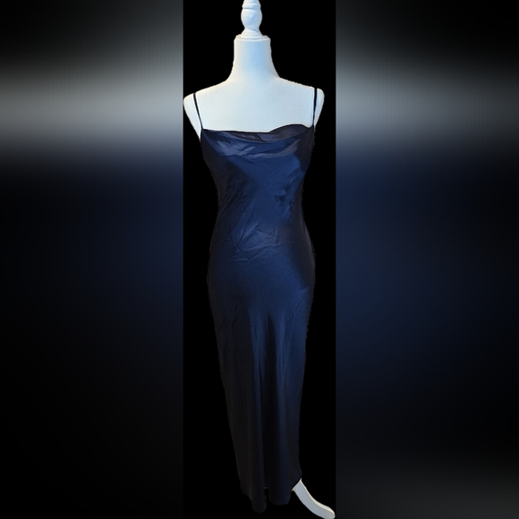 Express Dresses & Skirts - NWT Express Elegant Navy Satin Slip Dress Size S